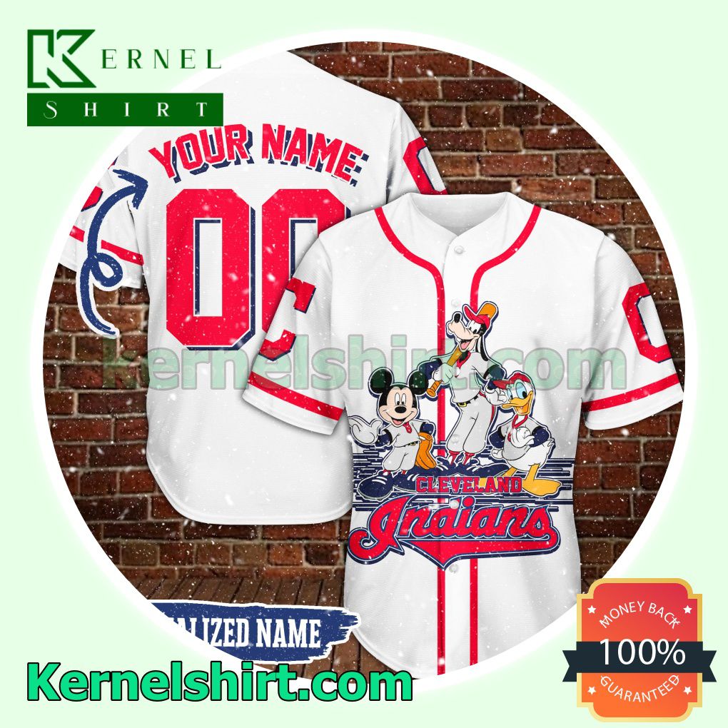 Personalized Mickey Donald Goofy Cleveland Indians Button Down Shirts