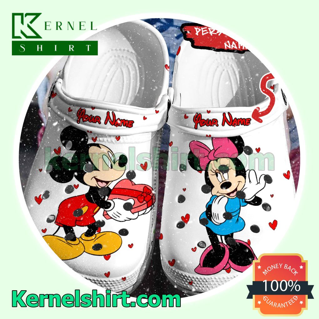 Personalized Mickey Give Minnie A Gift Clogs Shoes Slippers Sandals