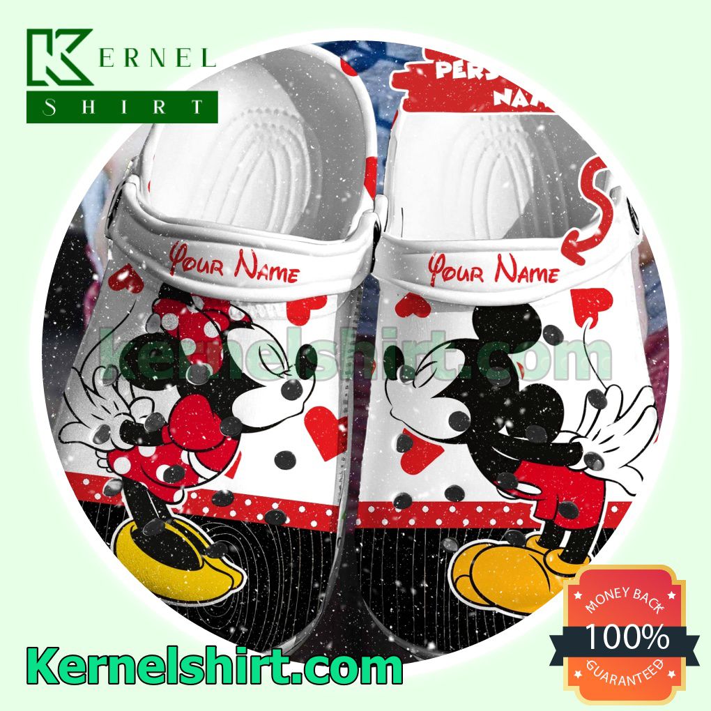 Personalized Mickey Kiss Minnie Clogs Shoes Slippers Sandals