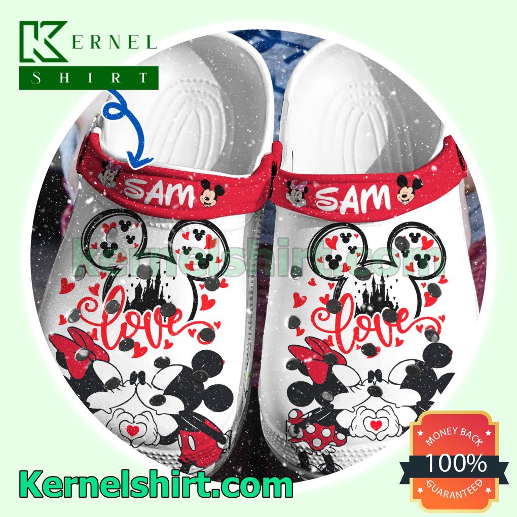 Personalized Mickey Mouse And Minnie Love Clogs Shoes Slippers Sandals