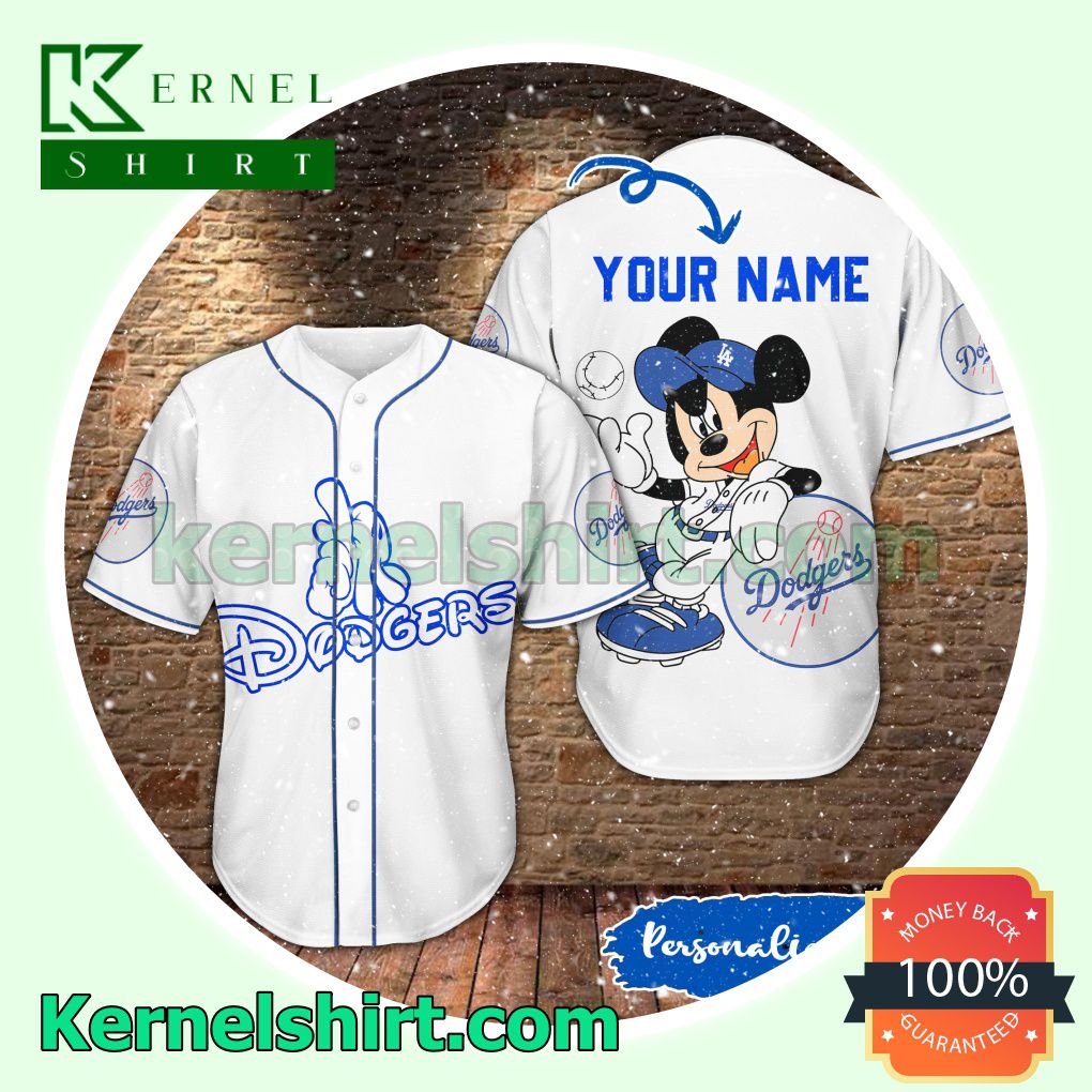 Personalized Mickey Mouse Dodgers Button Down Shirts