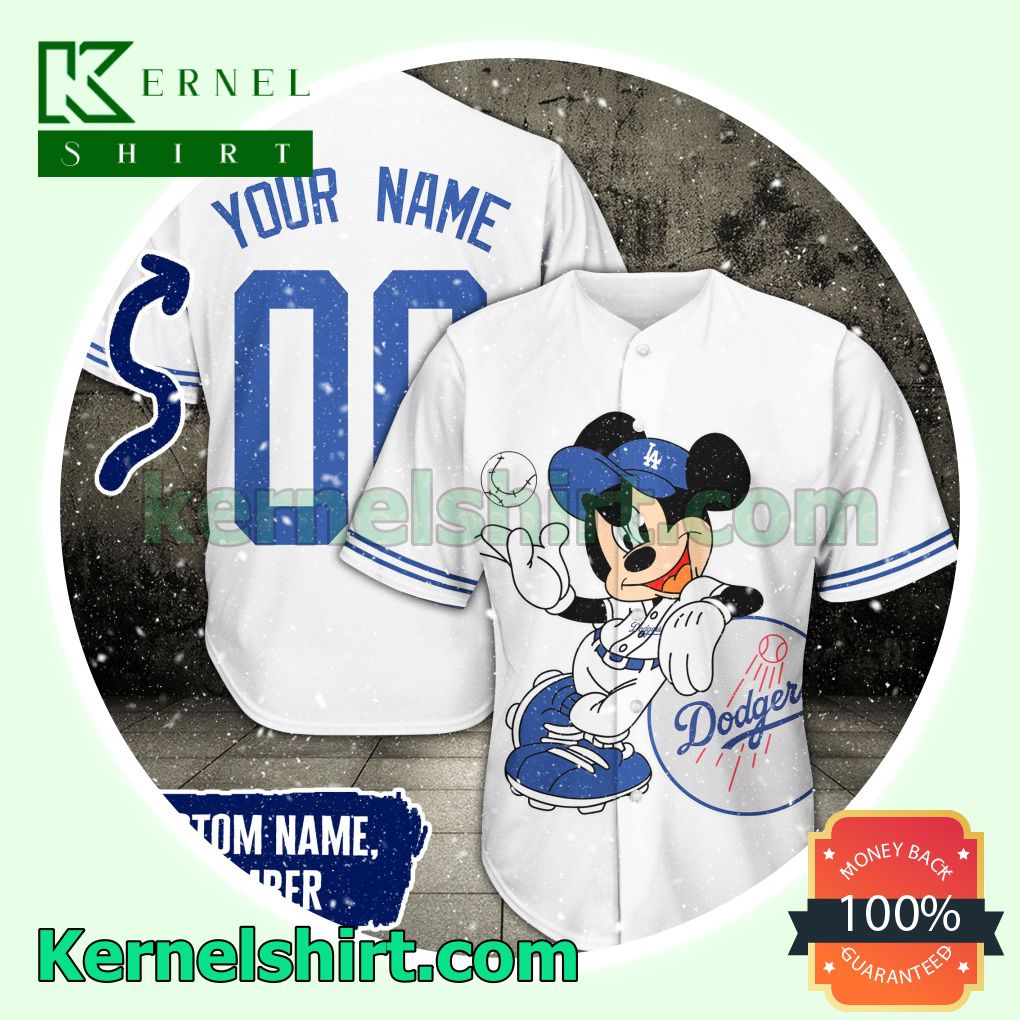 Personalized Mickey Mouse La Dodgers Button Down Shirts