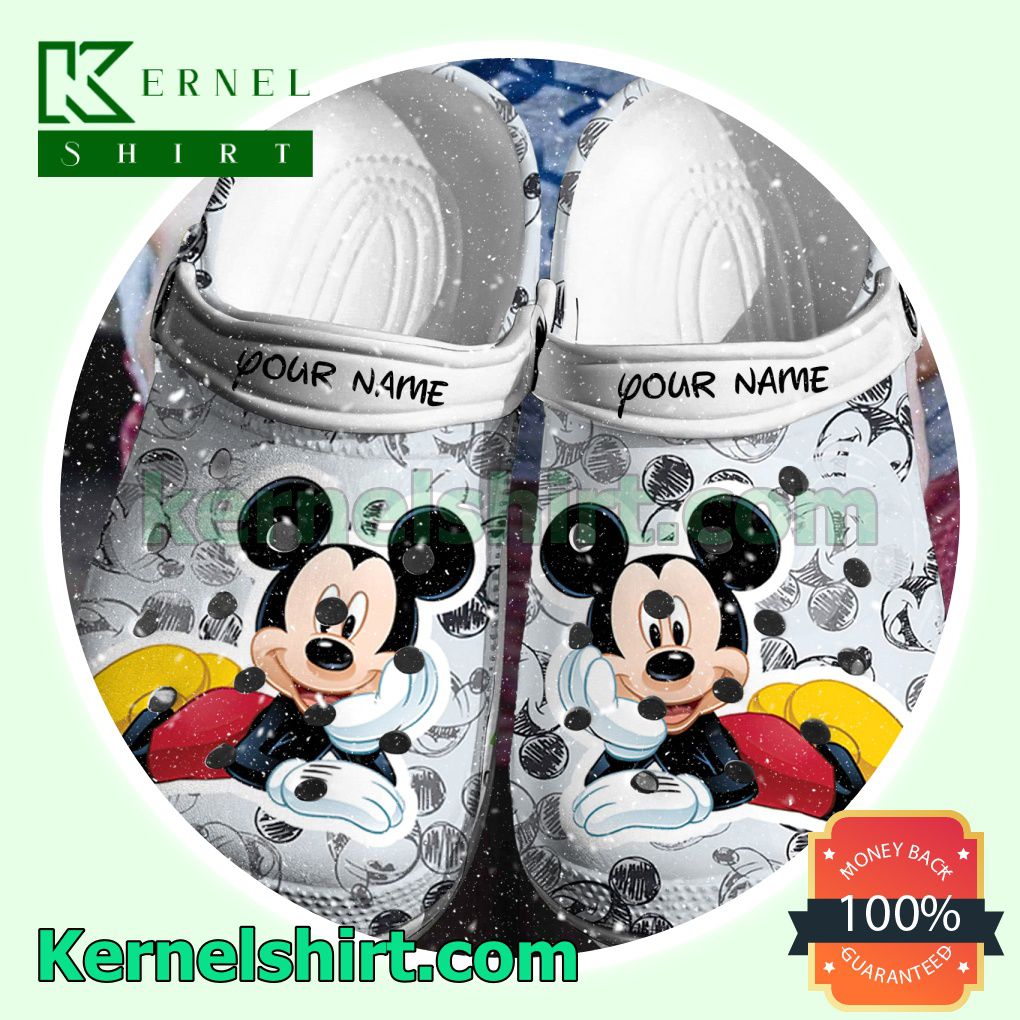 Personalized Mickey Mouse Lying Down Clogs Shoes Slippers Sandals