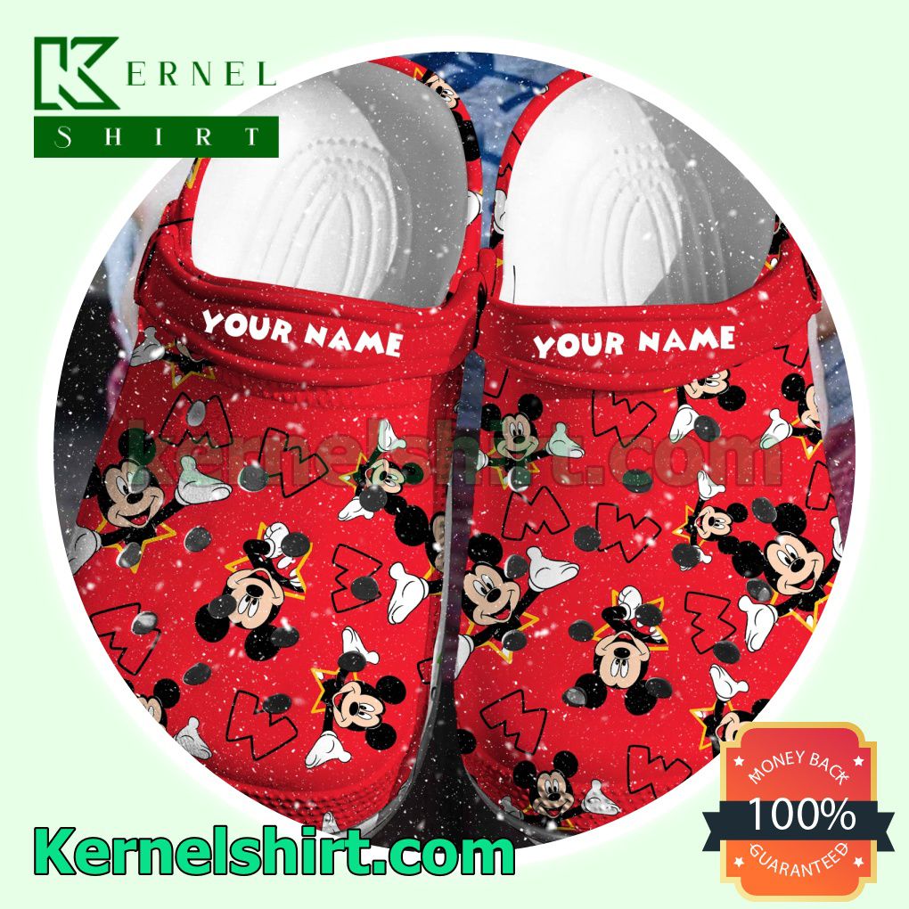 Personalized Mickey Mouse Red Clogs Shoes Slippers Sandals