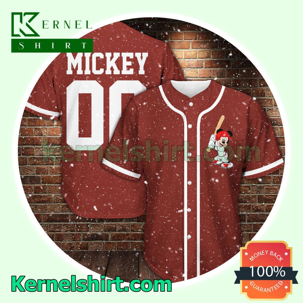 Personalized Mickey Mouse Wine Red Button Down Shirts