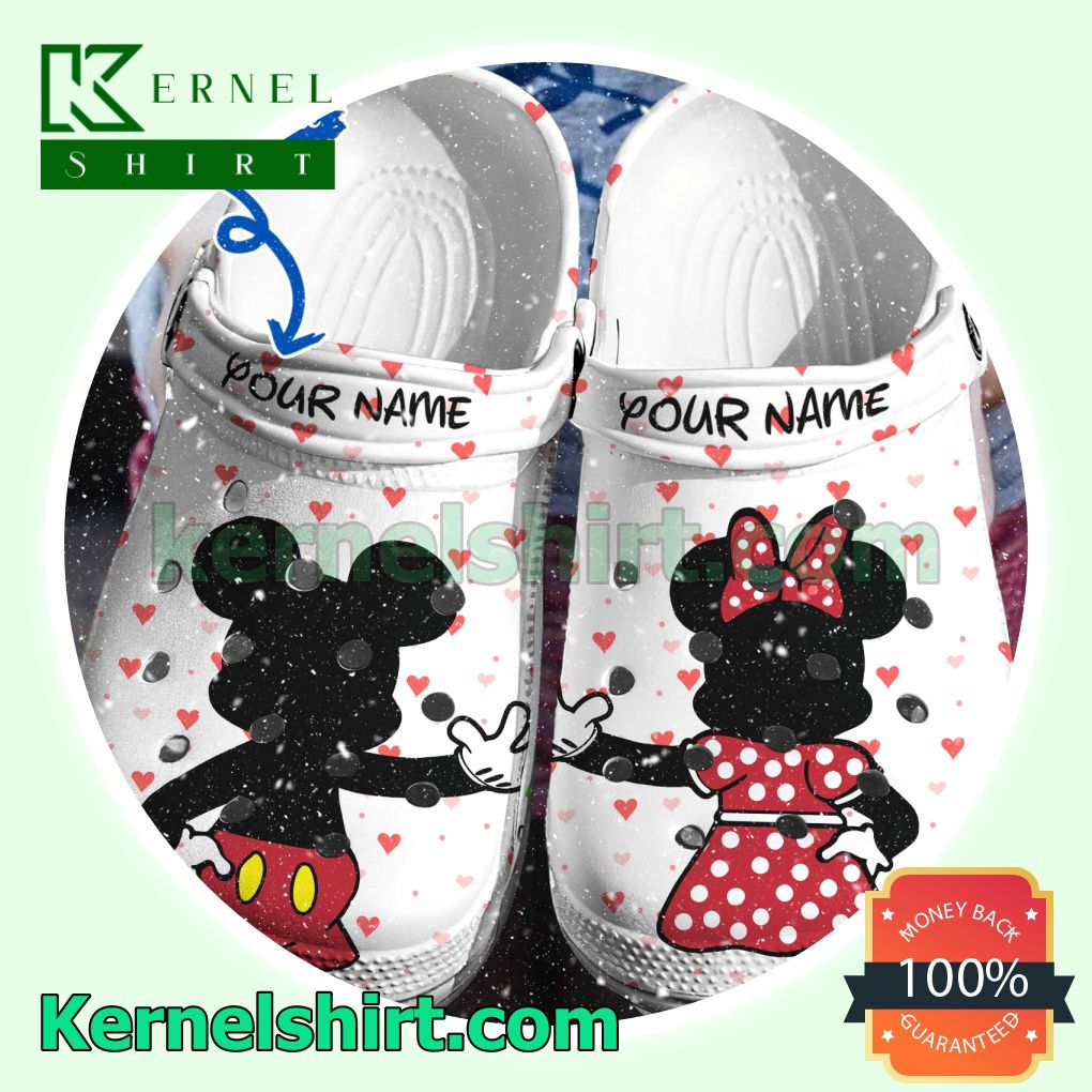 Personalized Minnie And Mickey Holding Hands Clogs Shoes Slippers Sandals