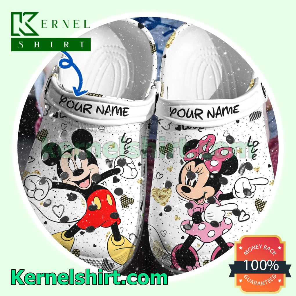 Personalized Minnie And Mickey Love Clogs Shoes Slippers Sandals