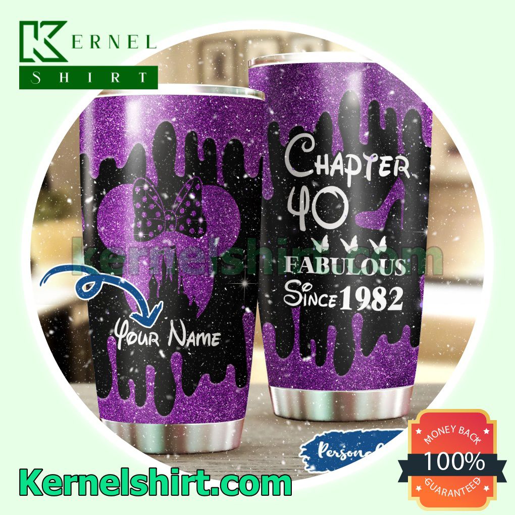 Personalized Minnie Glitter Chapter 40 Fabulous Since 1982 Tumbler Cup