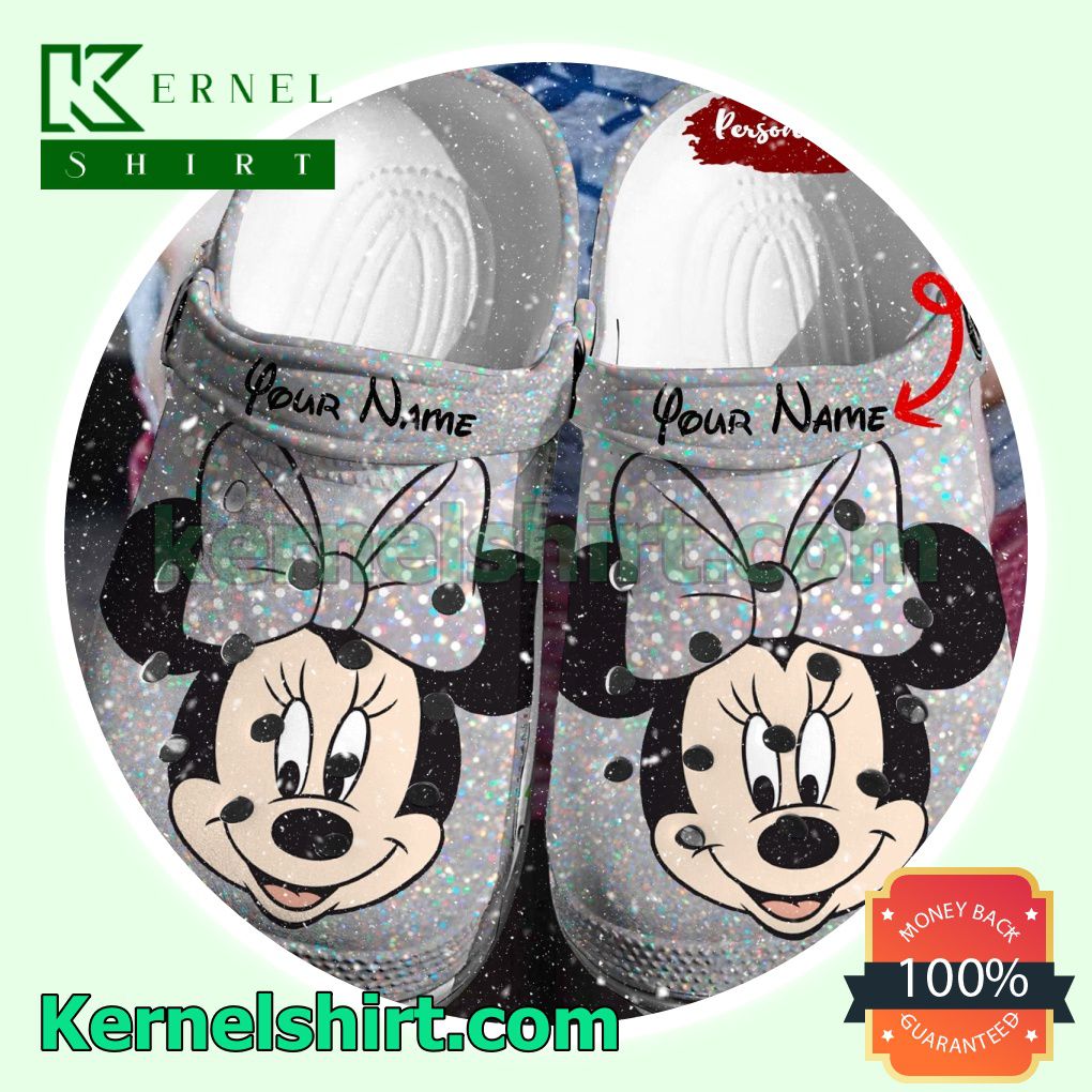 Personalized Minnie Mouse Glitter Clogs Shoes Slippers Sandals