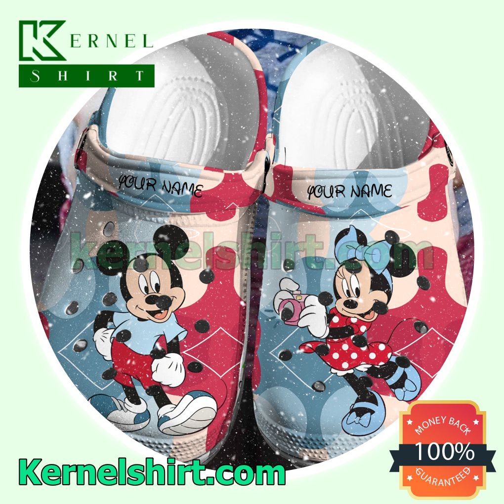 Personalized Minnie Took Pictures Of Mickey Clogs Shoes Slippers Sandals