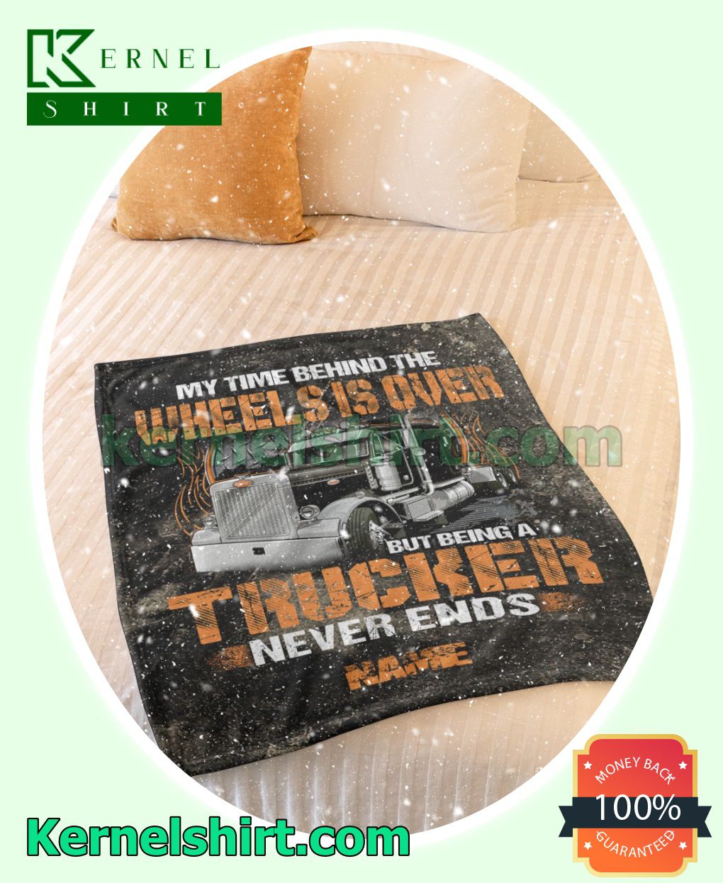 Personalized My Time Behind The Wheels Is Over But Being A Trucker Never Ends Fleece Throw Blanket a