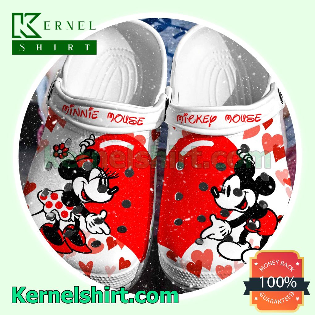 Personalized Name Mickey Minnie Red Heart Clogs Shoes Slippers Sandals