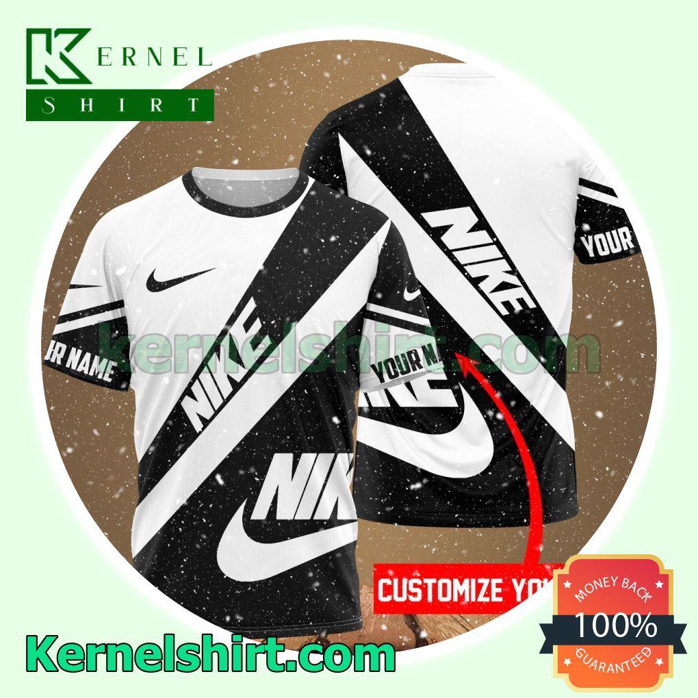 Personalized Nike Black And White Logo 3D T-Shirt