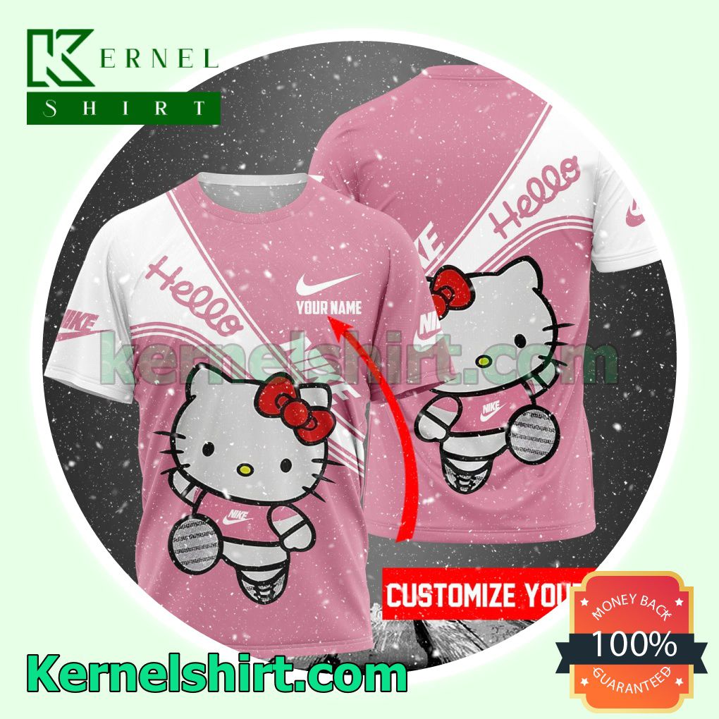 Personalized Nike Hello Kitty Pink White Logo 3D T-Shirt