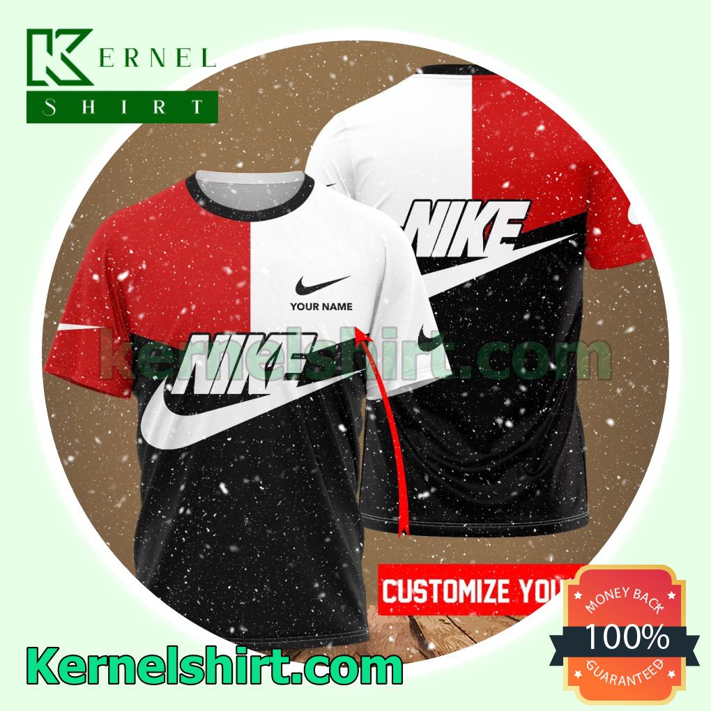 Personalized Nike Mix Red White And Black Logo 3D T-Shirt - Shop trending fashion in USA and EU
