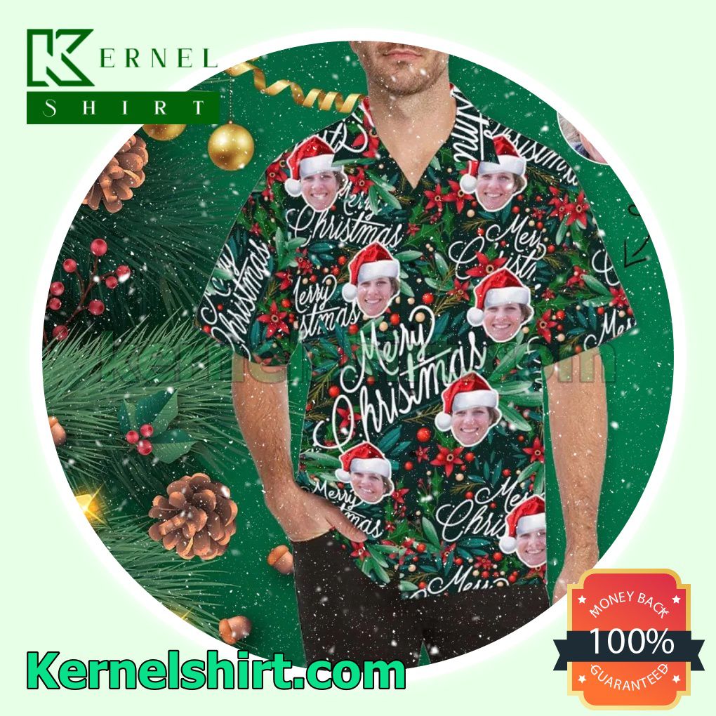 Personalized Photo Christmas Tropical Xmas Short Sleeve Shirts