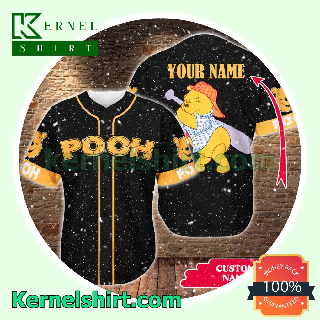 Personalized Pooh Winnie The Pooh Black Button Down Shirts