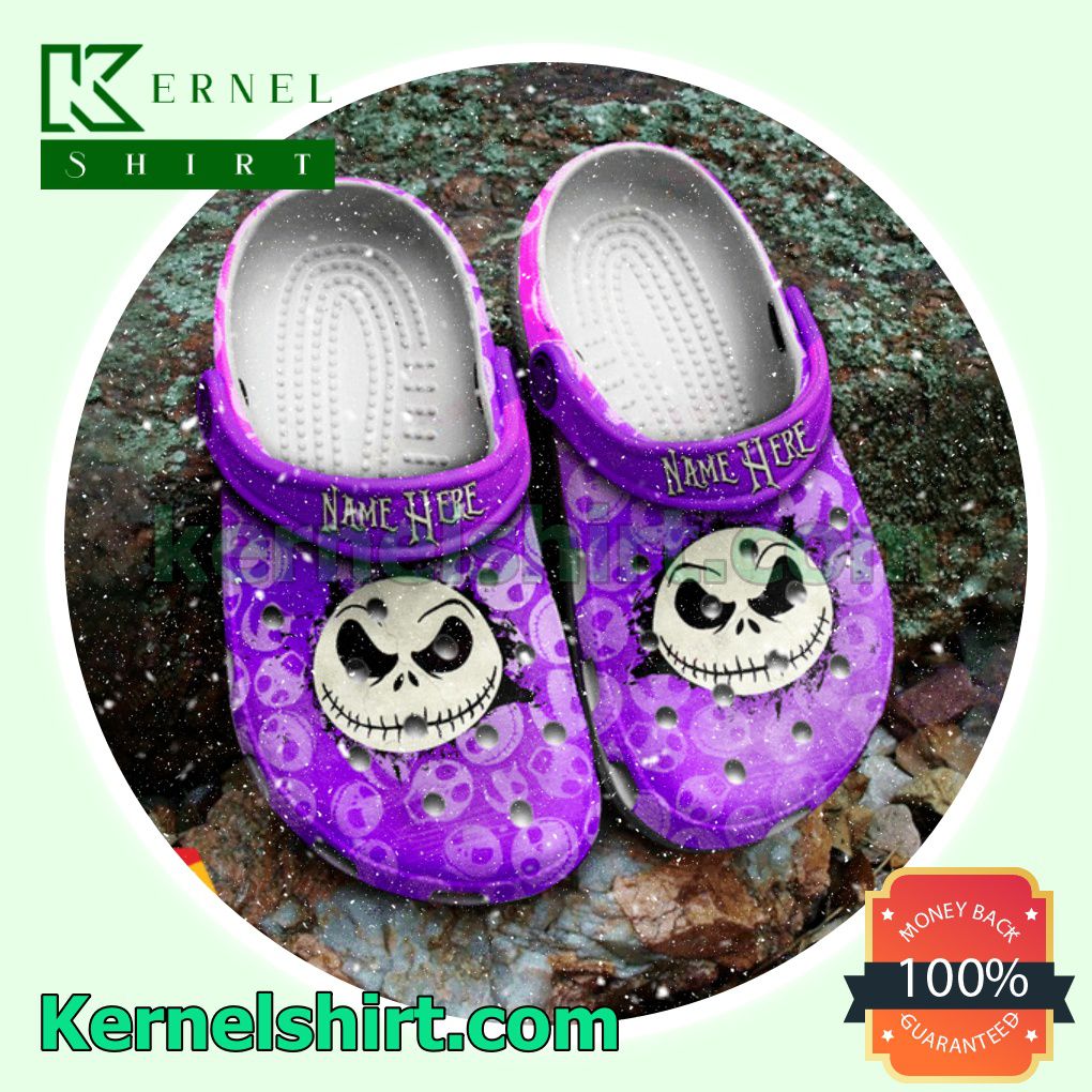 Personalized Purple Jack Skellington Clogs Shoes Slippers Sandals