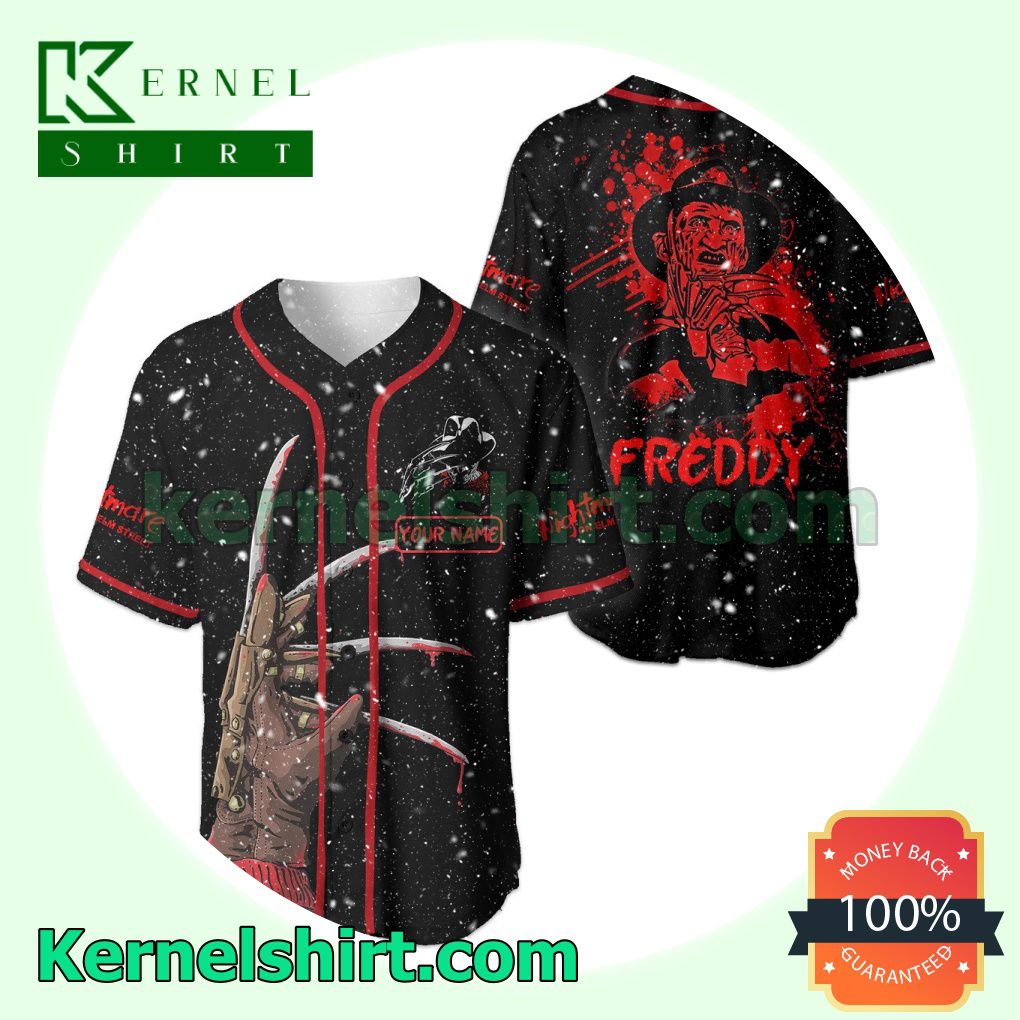 Personalized Scary Halloween Freddy Krueger Custom Baseball Jersey