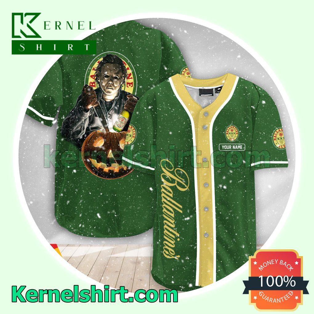 Personalized Scary Michael Myers Pumpkin Ballantines Custom Baseball Jersey