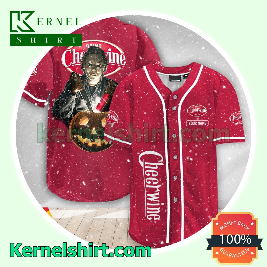 Personalized Scary Michael Myers Pumpkin Cheerwine Custom Baseball Jersey