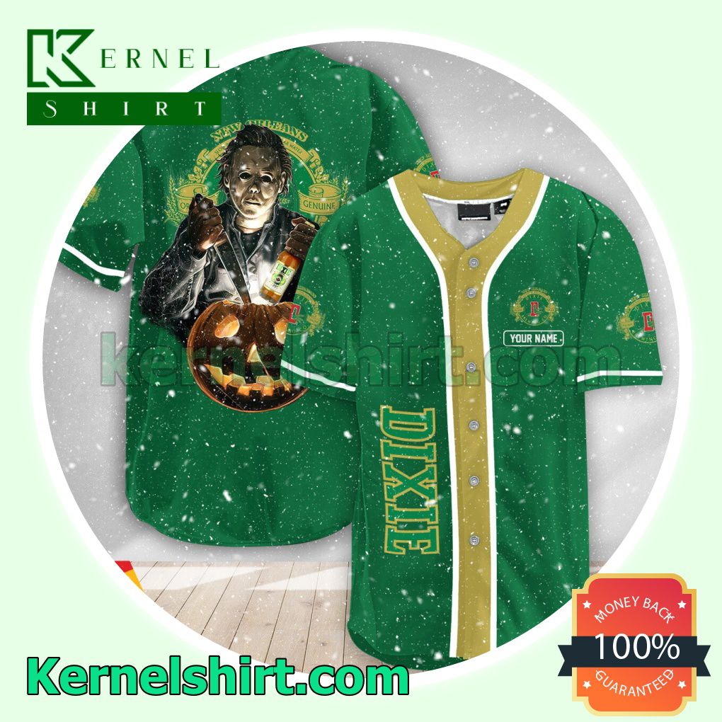 Personalized Scary Michael Myers Pumpkin Dixie Beer Custom Baseball Jersey