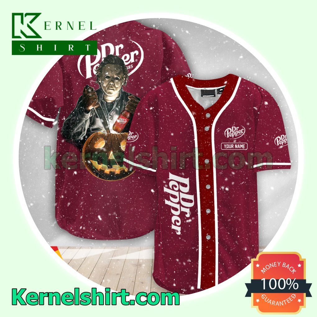 Personalized Scary Michael Myers Pumpkin Dr Pepper Custom Baseball Jersey