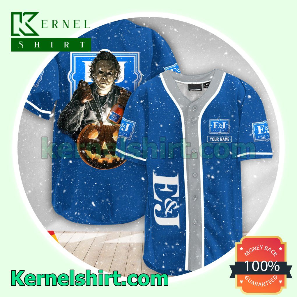 Personalized Scary Michael Myers Pumpkin E&J Brandy Custom Baseball Jersey