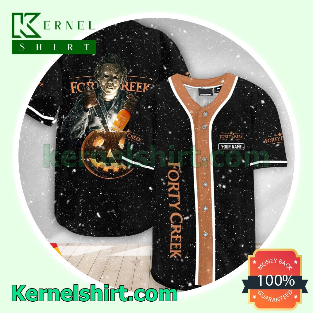 Personalized Scary Michael Myers Pumpkin Forty Creek Custom Baseball Jersey