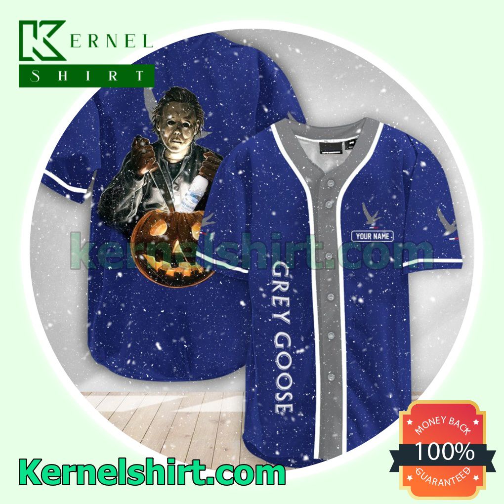 Personalized Scary Michael Myers Pumpkin Grey Goose Custom Baseball Jersey