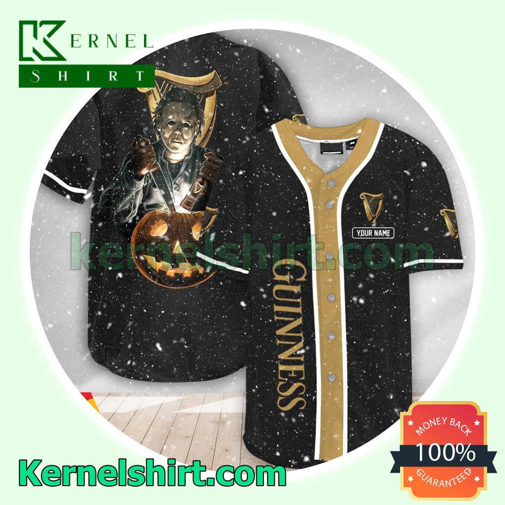 Personalized Scary Michael Myers Pumpkin Guinness Beer Custom Baseball Jersey