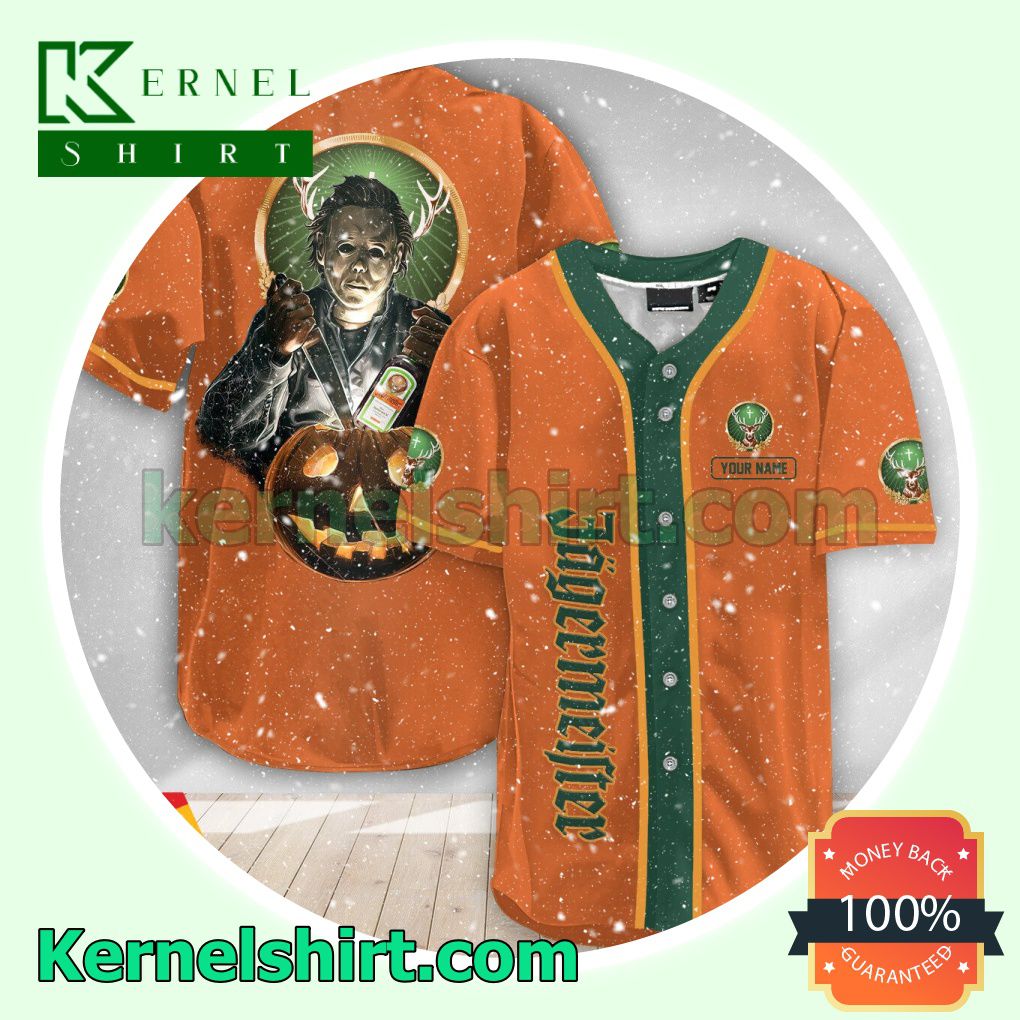 Personalized Scary Michael Myers Pumpkin Jagermeister Custom Baseball Jersey