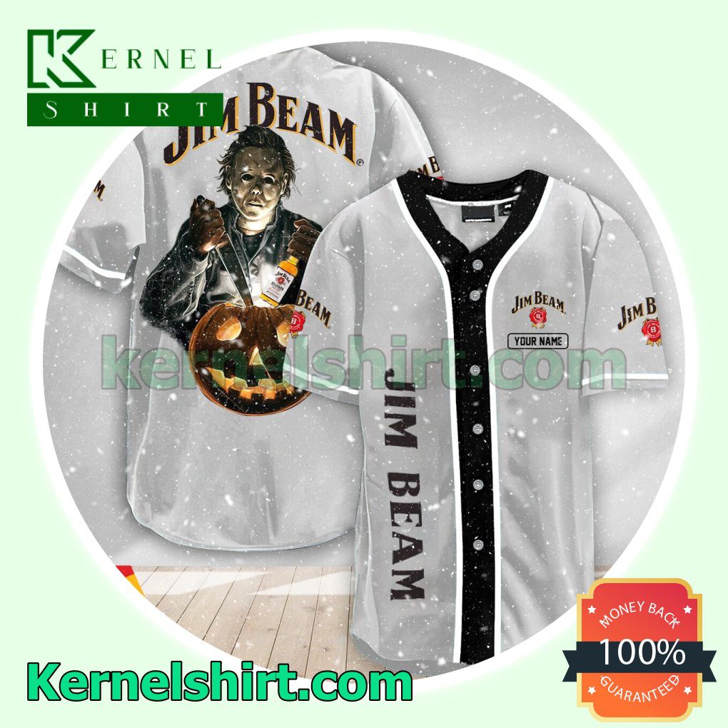 Personalized Scary Michael Myers Pumpkin Jim Beam Custom Baseball Jersey