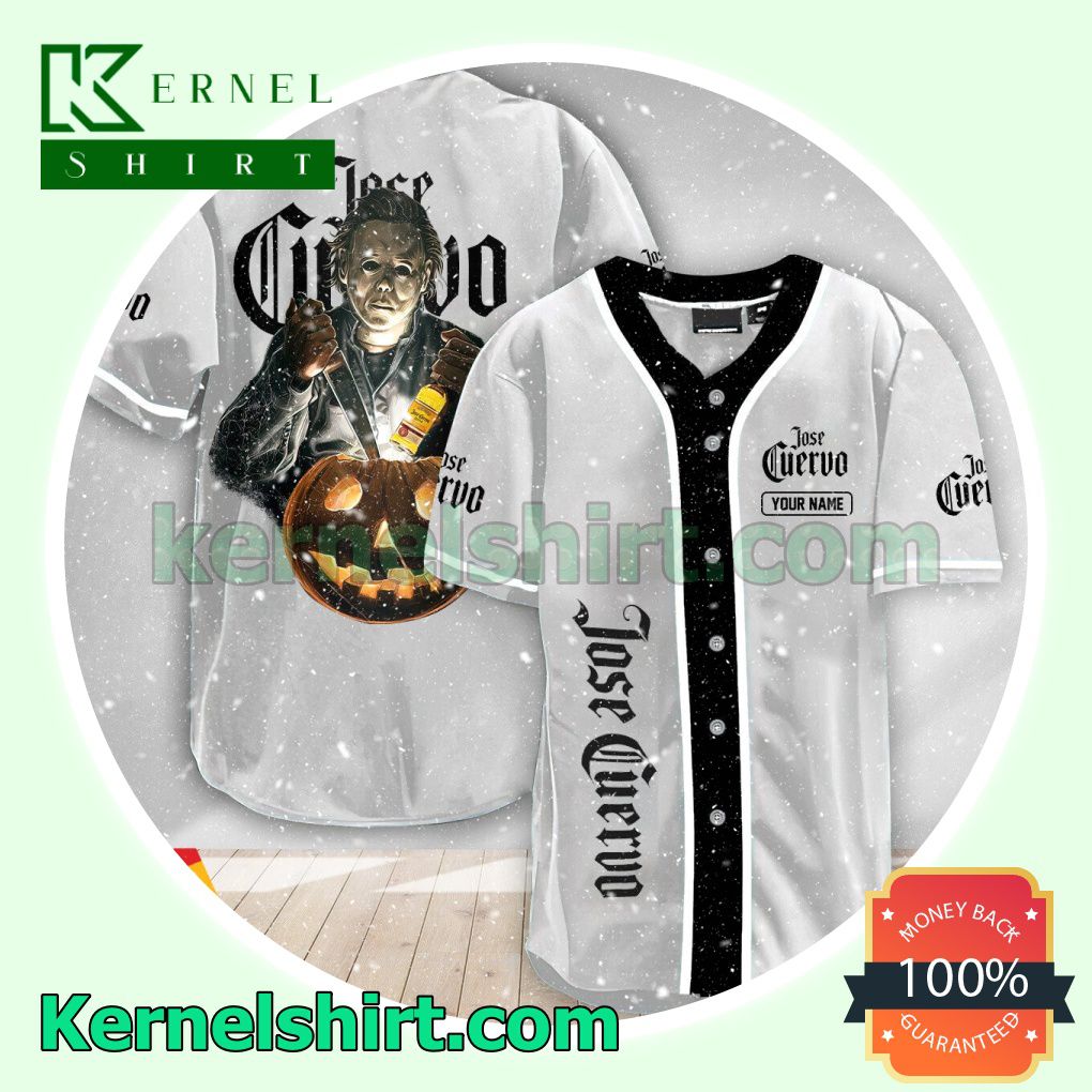 Personalized Scary Michael Myers Pumpkin Jose Cuervo Custom Baseball Jersey