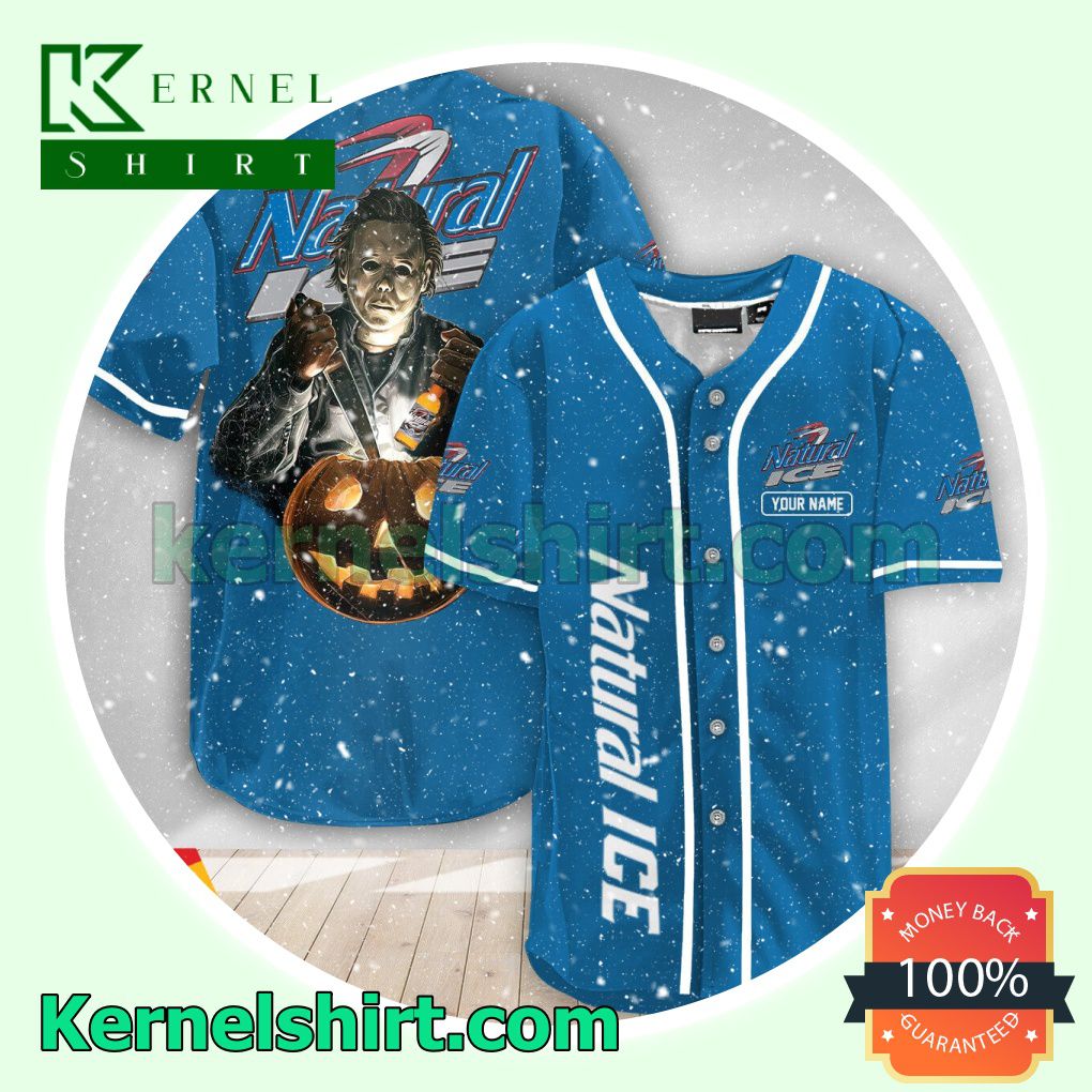 Personalized Scary Michael Myers Pumpkin Natural Ice Custom Baseball Jersey