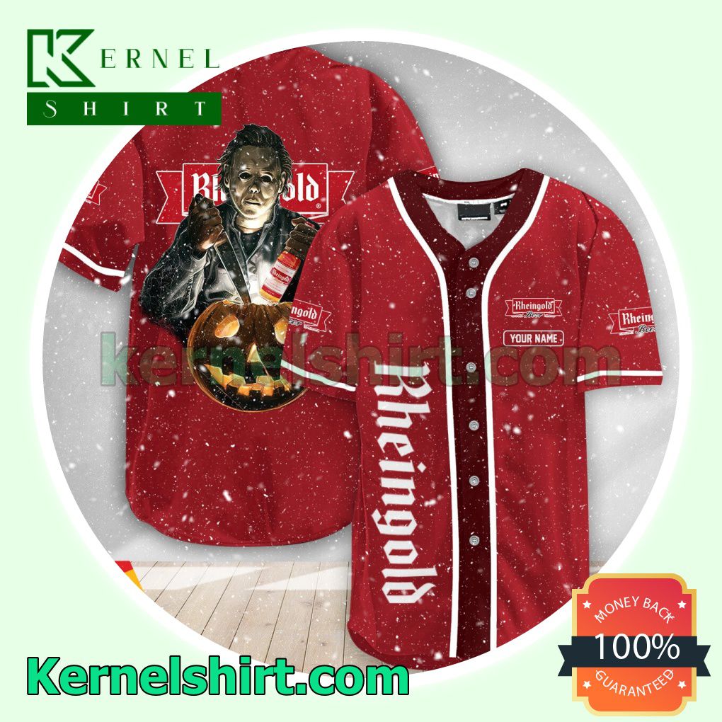 Personalized Scary Michael Myers Pumpkin Rheingold Custom Baseball Jersey