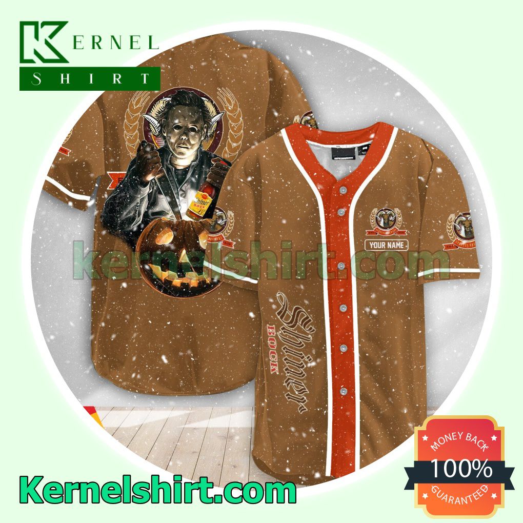 Personalized Scary Michael Myers Pumpkin Shiner Bock Custom Baseball Jersey