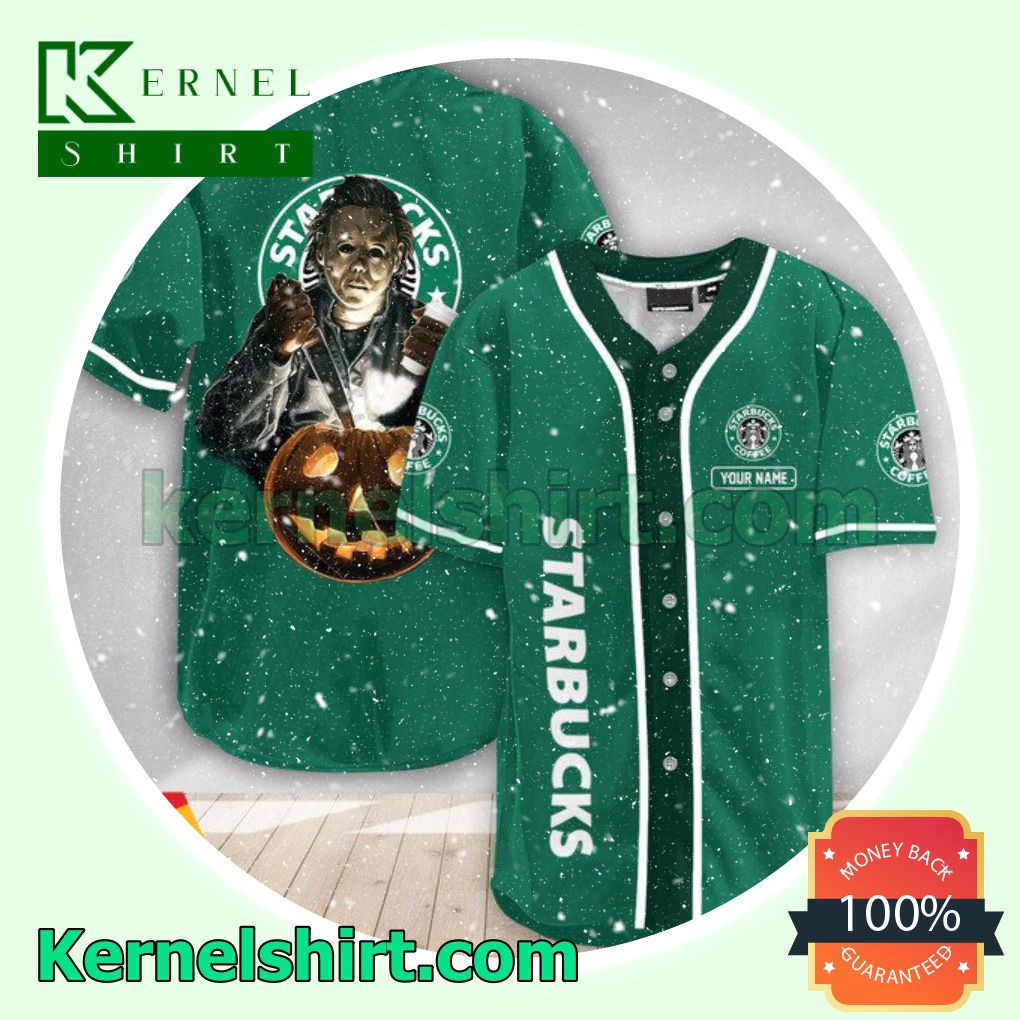 Personalized Scary Michael Myers Pumpkin Starbucks Back Off I've Got Enough To Deal With Today Custom Baseball Jersey