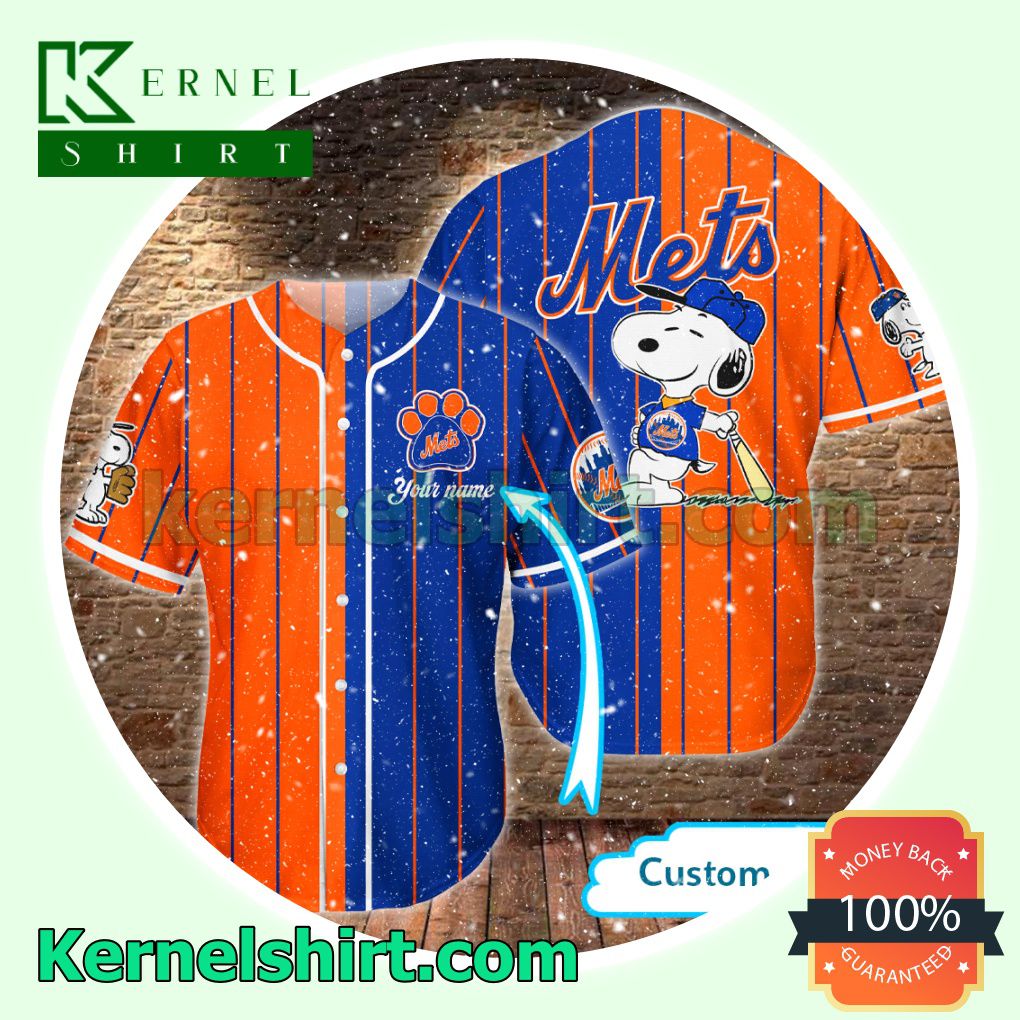 Personalized Snoopy New York Mets Button Down Shirts