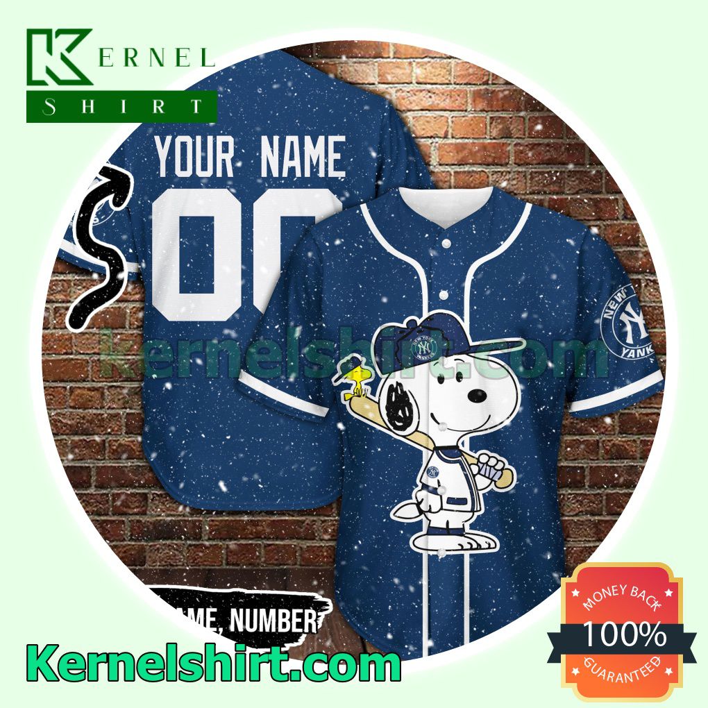 Personalized Snoopy New York Yankees Button Down Shirts