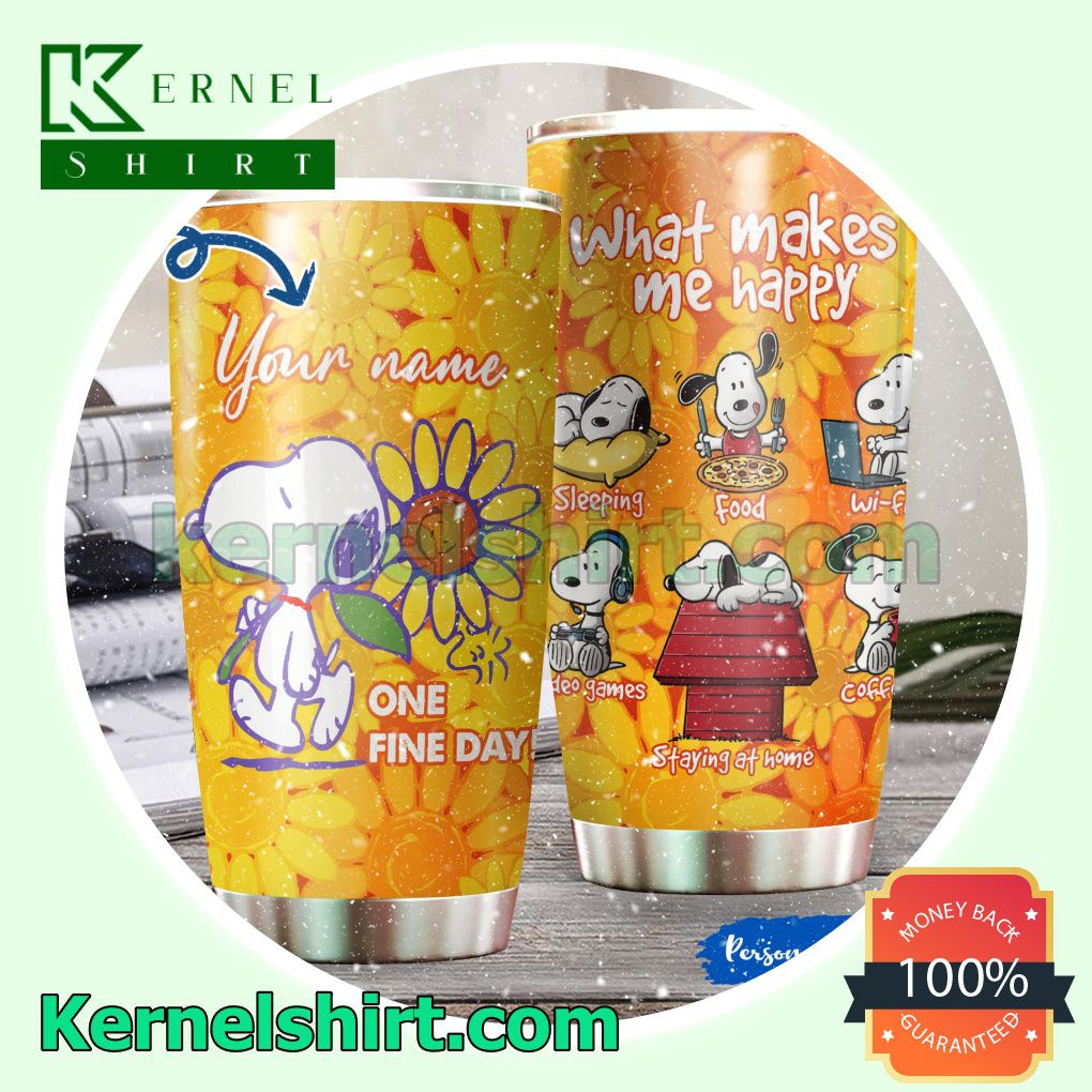 Personalized Snoopy One Fine Day Tumbler Cup