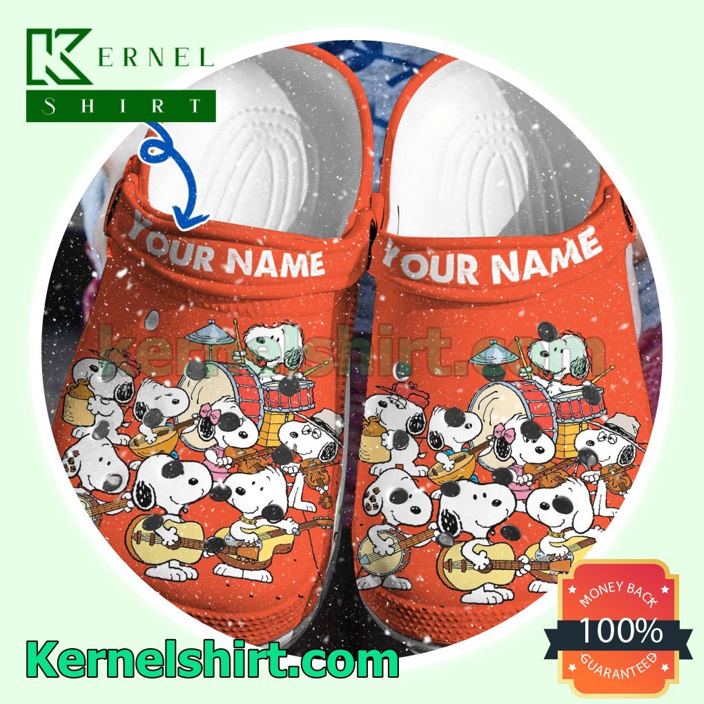 Personalized Snoopy Play Musical Instruments Clogs Shoes Slippers Sandals