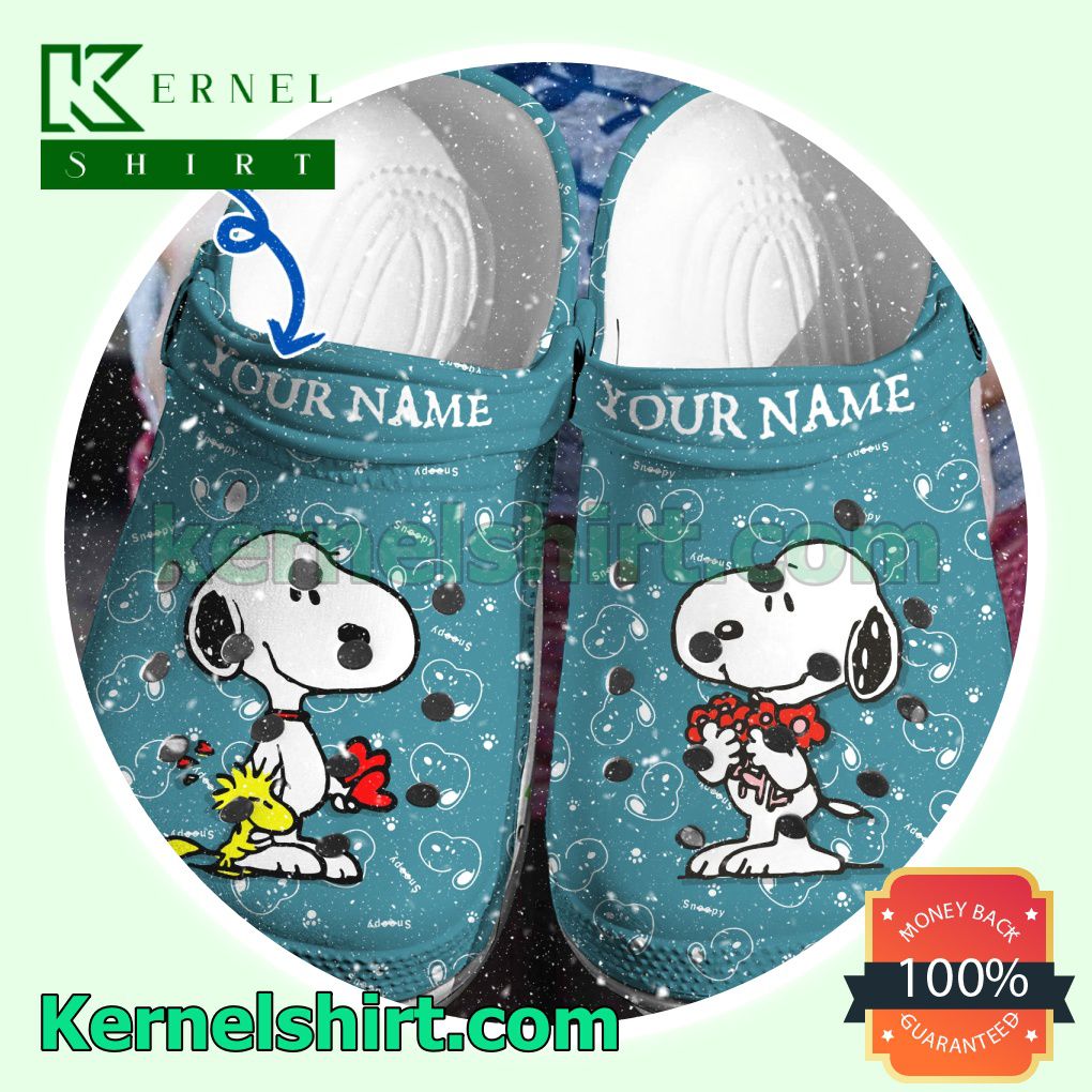 Personalized Snoopy Teal Clogs Shoes Slippers Sandals