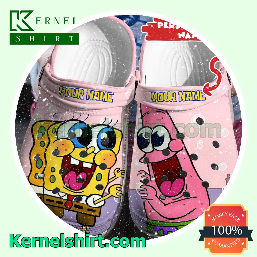 Personalized Spongebob And Patrick Pink Clogs Shoes Slippers Sandals