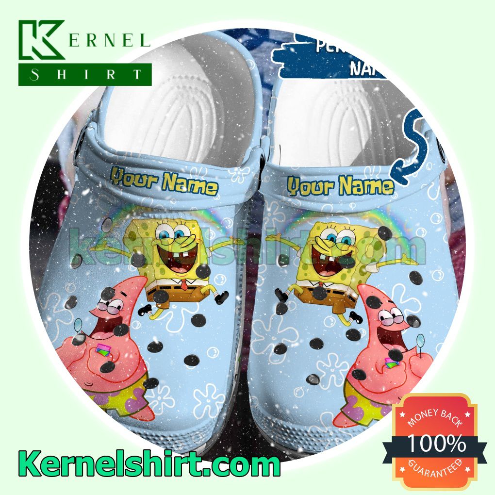 Personalized Spongebob And Patrick Rainbow Clogs Shoes Slippers Sandals