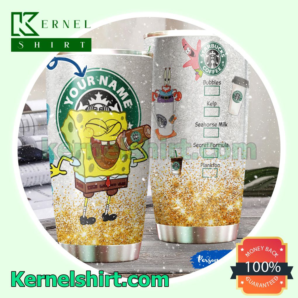 Personalized Spongebob Squarepants And Starbucks Coffee Tumbler Cup