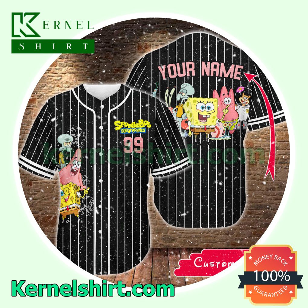 Personalized Spongebob Squarepants Black Button Down Shirts