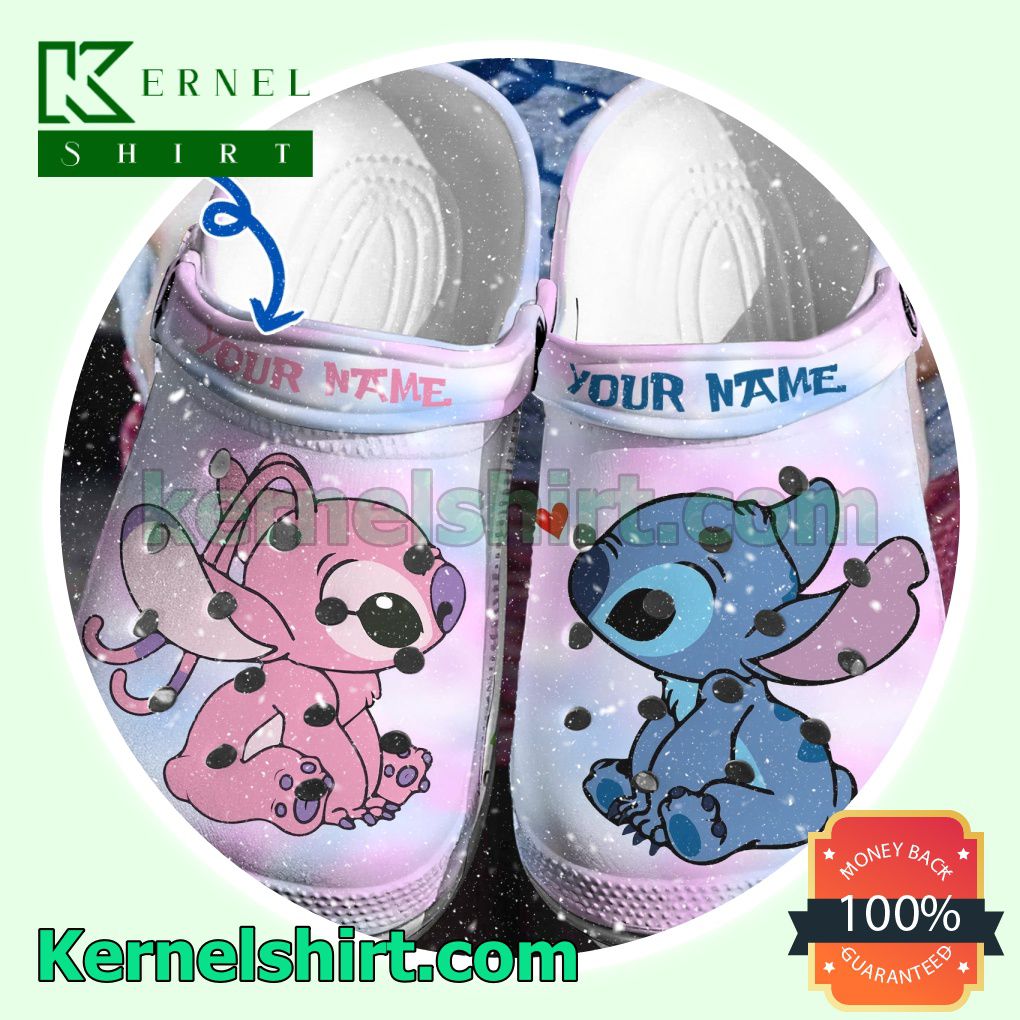 Personalized Stitch And Angel Clogs Shoes Slippers Sandals
