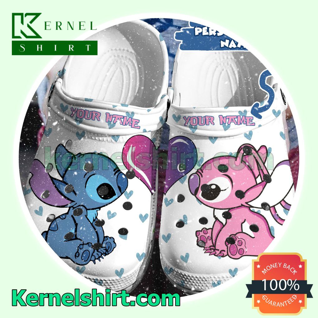 Personalized Stitch And Angel Heart Clogs Shoes Slippers Sandals