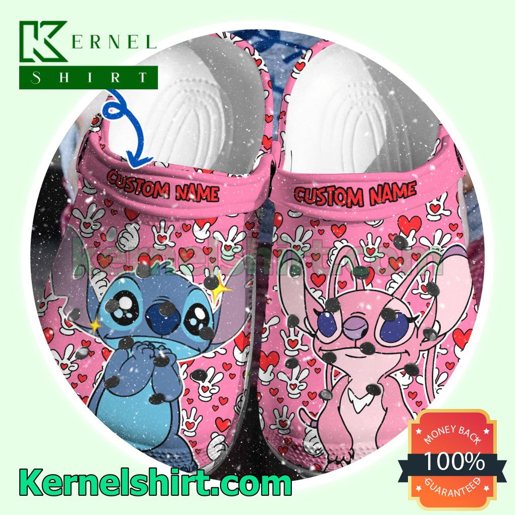 Personalized Stitch And Angel Love Clogs Shoes Slippers Sandals